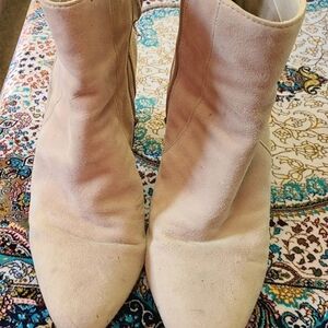 Women's Cream Suede Ankle Boots